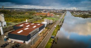 The drinking water production facility is located near the Ostend-Bruges canal